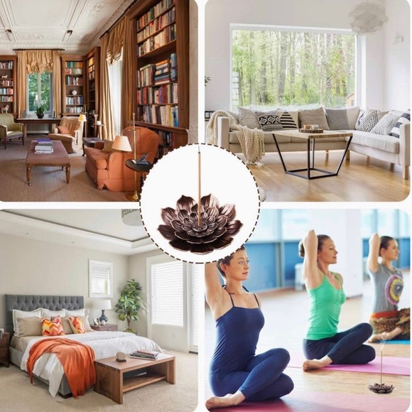 NILEVIBES Brass Lotus Flower Incense Sticks Holder 6Holes+Detachable Ash Catcher - Picture 7 of 10